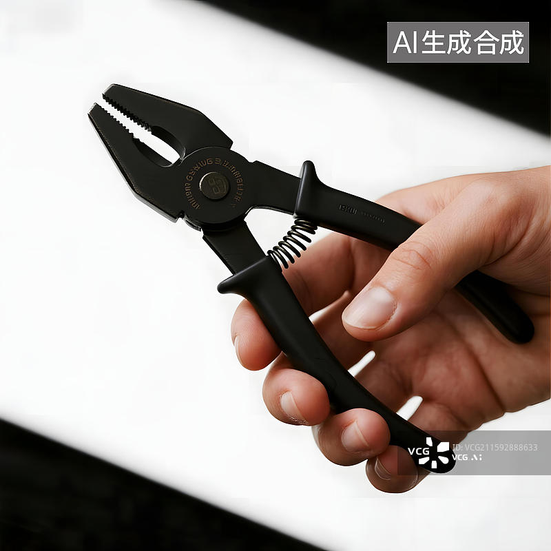 【AI数字艺术】手持黑色钳子特写图片素材
