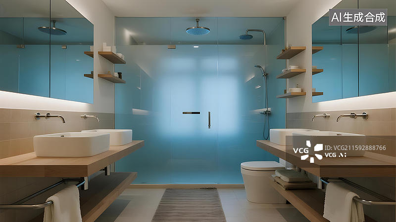 【AI数字艺术】现代简约风格浴室图片素材
