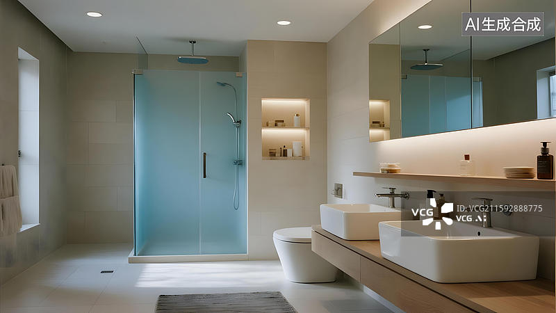 【AI数字艺术】现代简约风格浴室图片素材