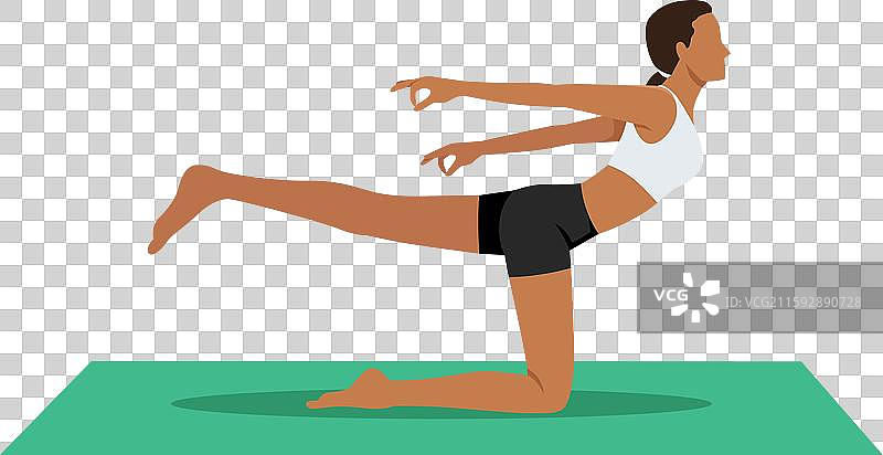 年轻女性在做平衡牛式瑜伽姿势图片素材