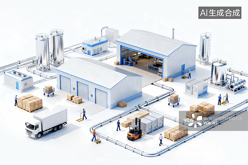 【AI数字艺术】智慧自动化工厂货运运输仓储式物流图片素材