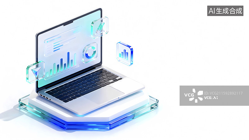 【AI数字艺术】电脑端后台管理数据分析3d图标图片素材