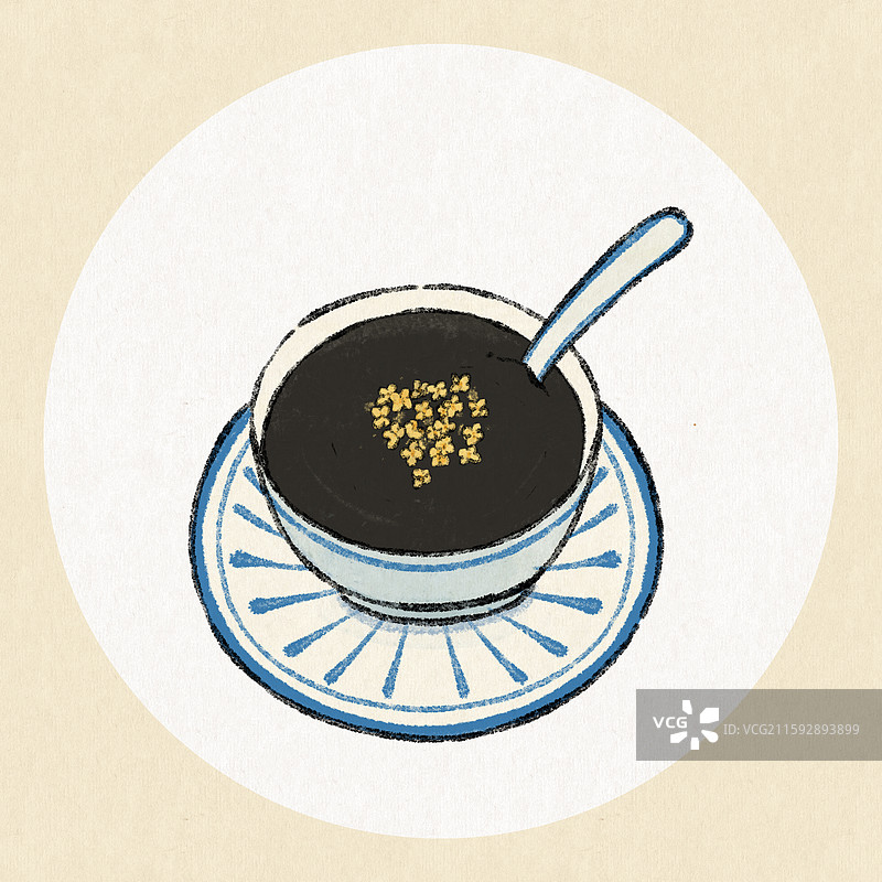 潮汕美食插画-芝麻糊图片素材