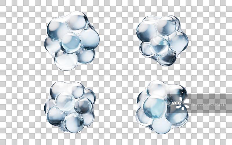 抽象透明蓝色球体颗粒三维渲染图片素材