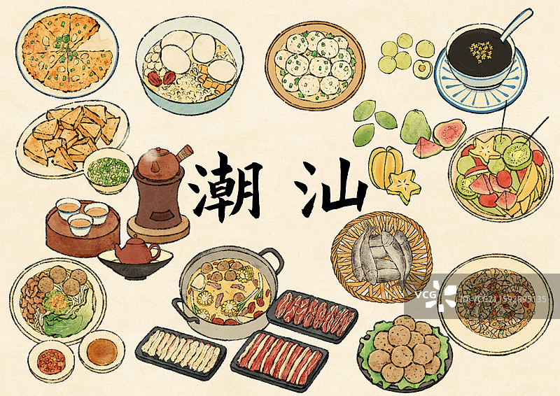 潮汕美食插画图片素材