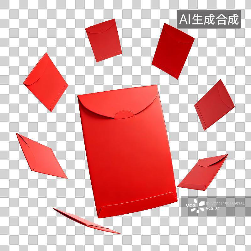 【AI数字艺术】3D节日喜庆红包纷飞红包雨图片素材