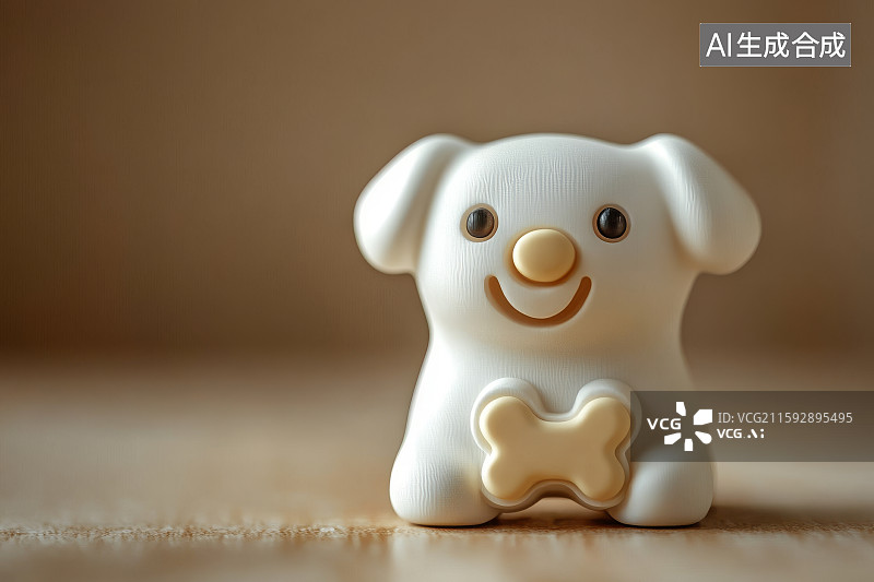 【AI数字艺术】白色小狗形状的陶瓷装饰品图片素材
