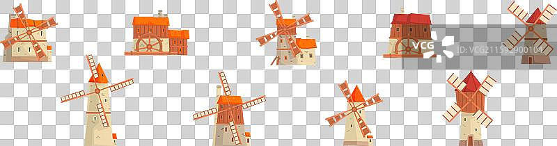 风车作为磨粉的农场建筑图片素材