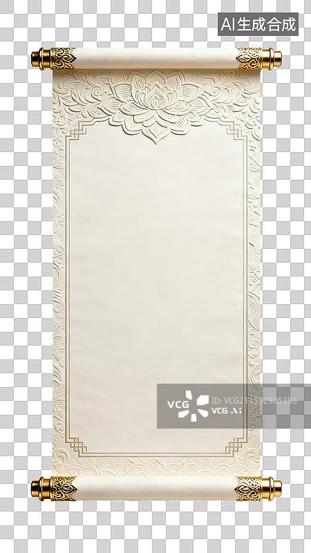 【AI数字艺术】宝相花纹装饰的卷轴图片素材