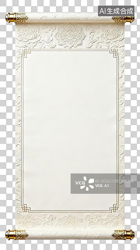 【AI数字艺术】宝相花纹装饰的卷轴图片素材
