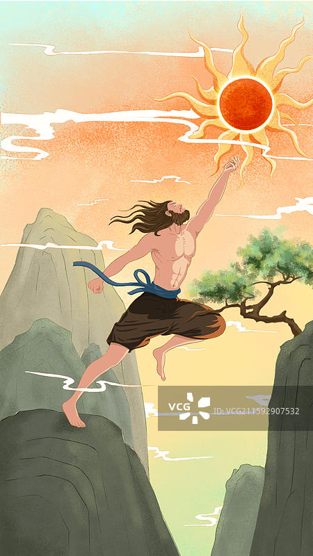 神话故事-夸父追日图片素材