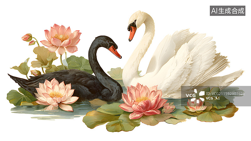 【AI数字艺术】天鹅图片素材