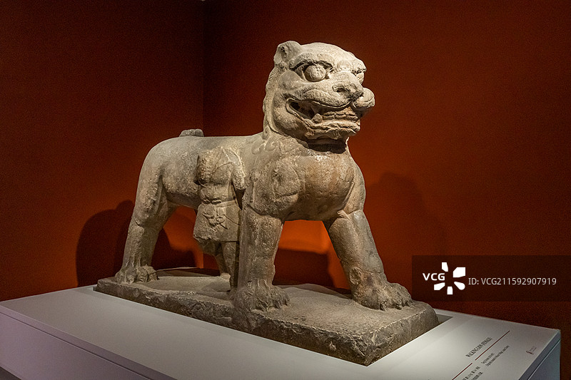 陕西省西安碑林博物馆走狮雌唐代618-907年原立于礼泉县吴村图片素材