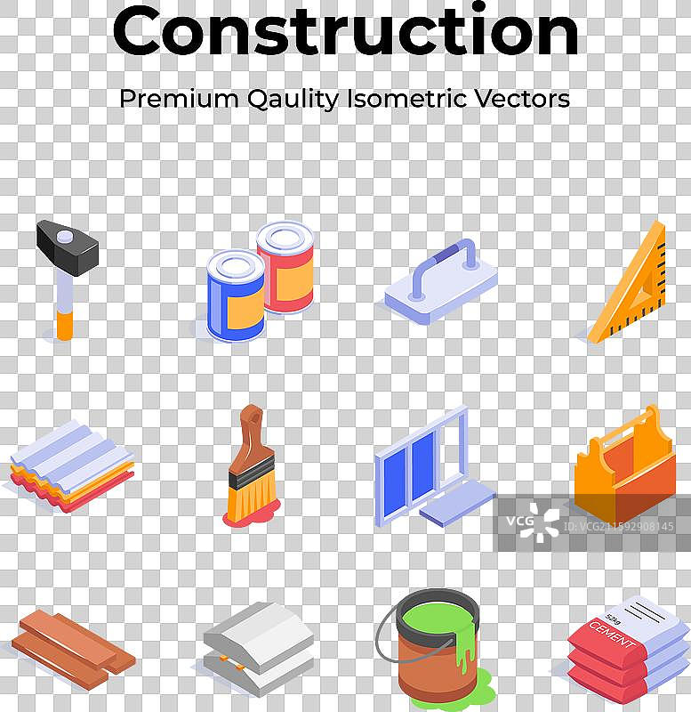 现代设计中的等距建筑图标图片素材