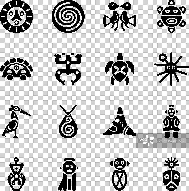 16个泰诺符号的实心图标合集图片素材