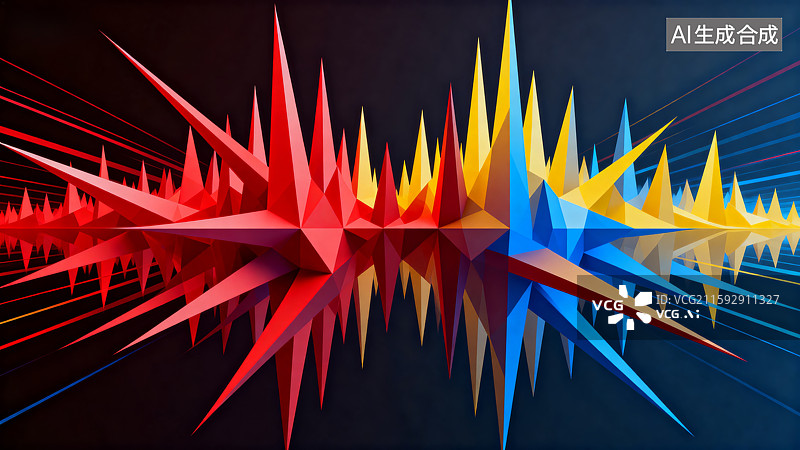 【AI数字艺术】彩色几何尖刺抽象图案图片素材