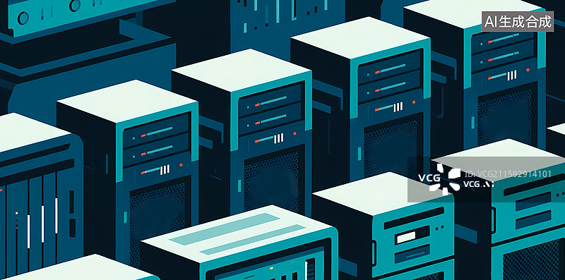 【AI数字艺术】服务器机柜排列图图片素材