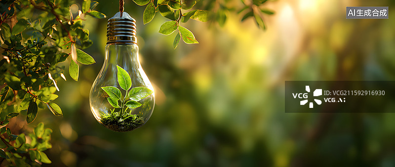 【AI数字艺术】绿色灯泡图片素材