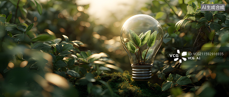 【AI数字艺术】绿色灯泡图片素材