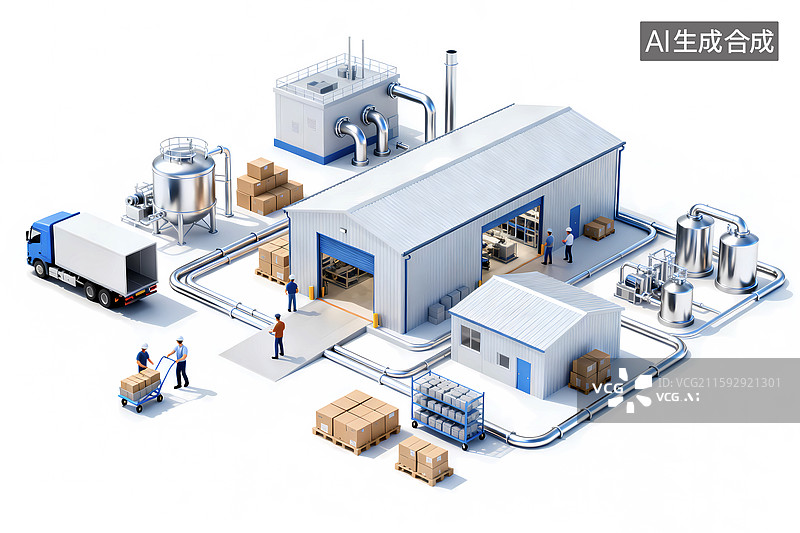 【AI数字艺术】智慧自动化工厂货运运输仓储式物流图片素材