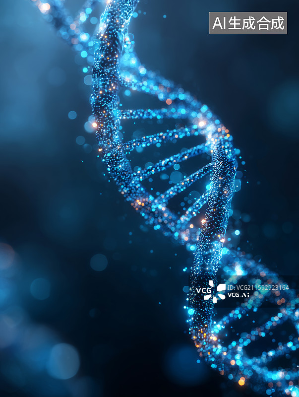 【AI数字艺术】DNA双螺旋结构的数字呈现图片素材