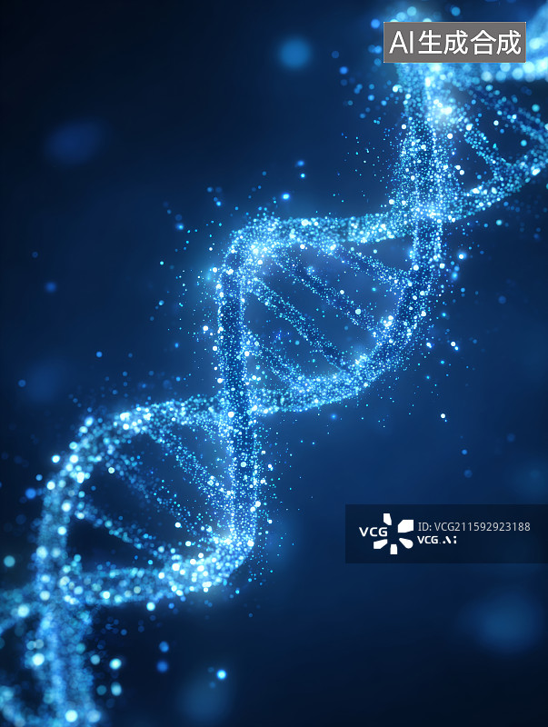 【AI数字艺术】DNA双螺旋结构的数字呈现图片素材