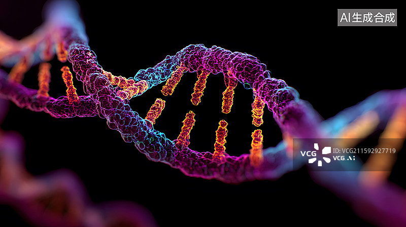 【AI数字艺术】DNA双螺旋结构特写图片素材