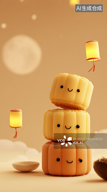 【AI数字艺术】中秋节海报背景插画图片素材