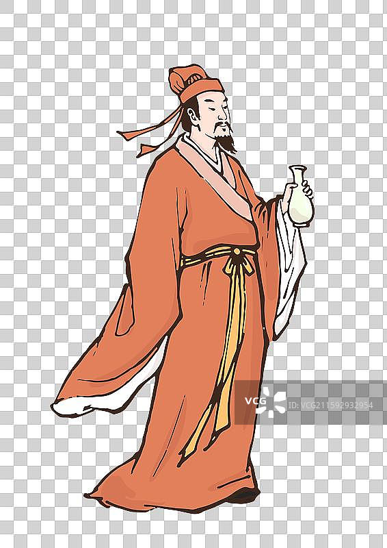 古代历史人物插画设计元素 滕子京图片素材