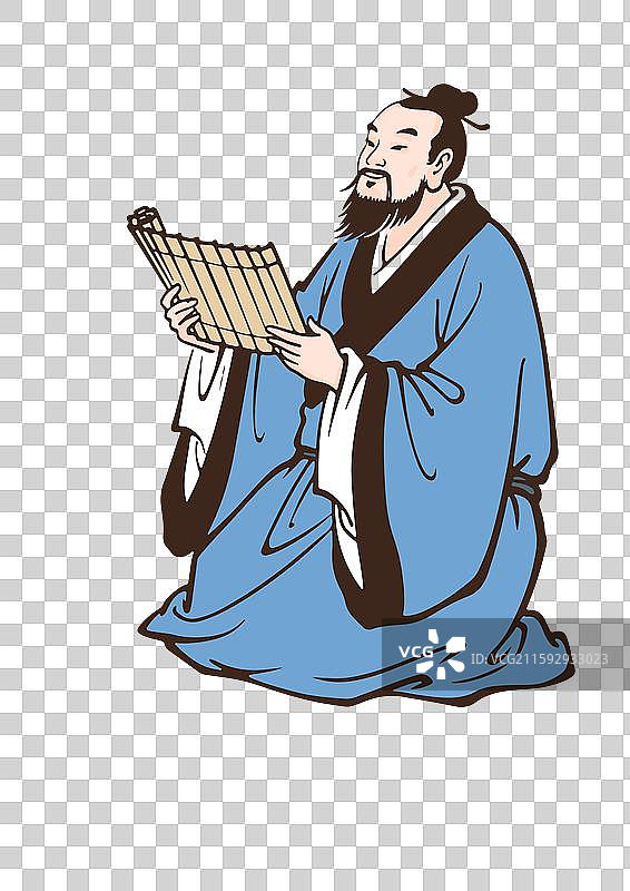 古代历史人物插画设计元素 孔子图片素材