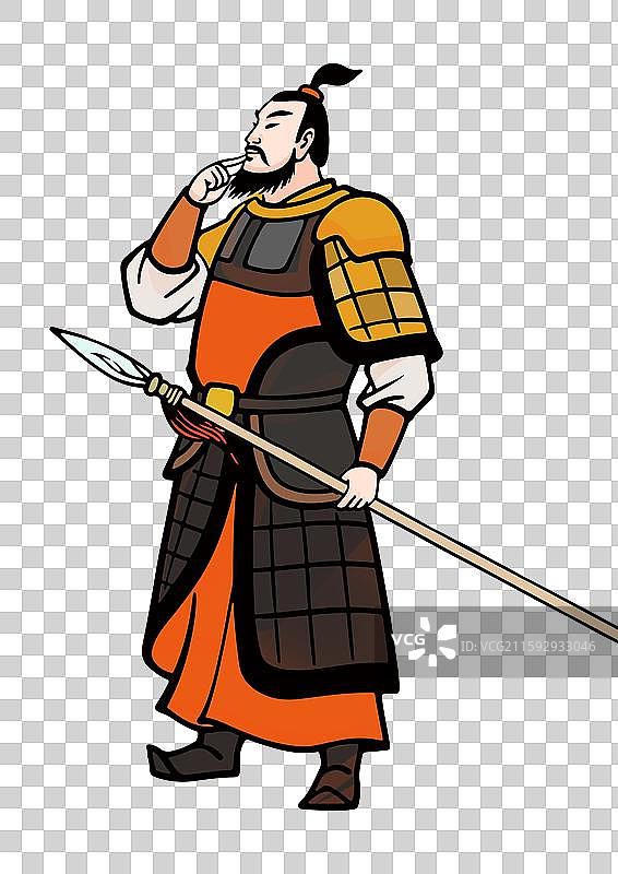 古代历史人物插画设计元素 白起图片素材