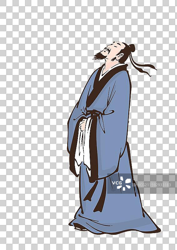 古代历史人物插画设计元素 庄子 庄周图片素材