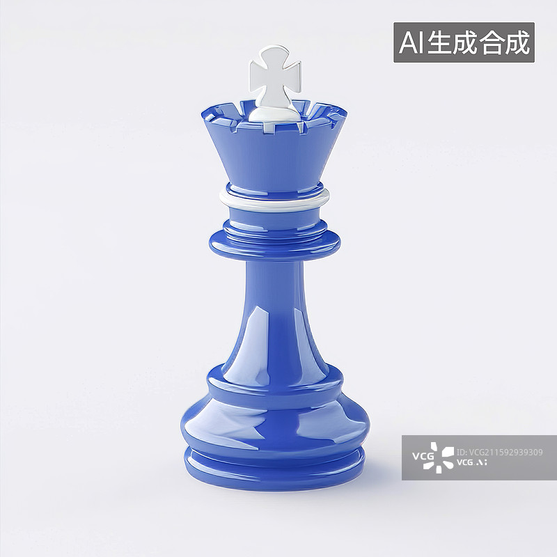 【AI数字艺术】现代蓝色国际象棋皇后图片素材