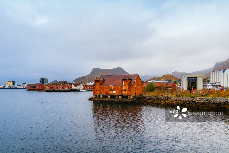 北挪威，诺尔兰郡，罗弗敦群岛Lofoten，斯沃尔韦尔Svolvær，制造商，造船厂，装配现场，工厂图片素材