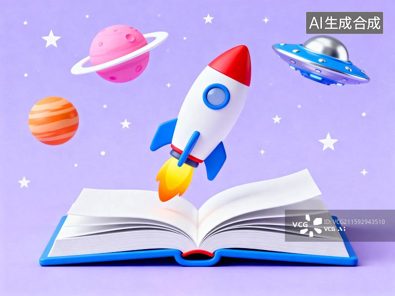 【AI数字艺术】书籍里的天文知识插画图片素材