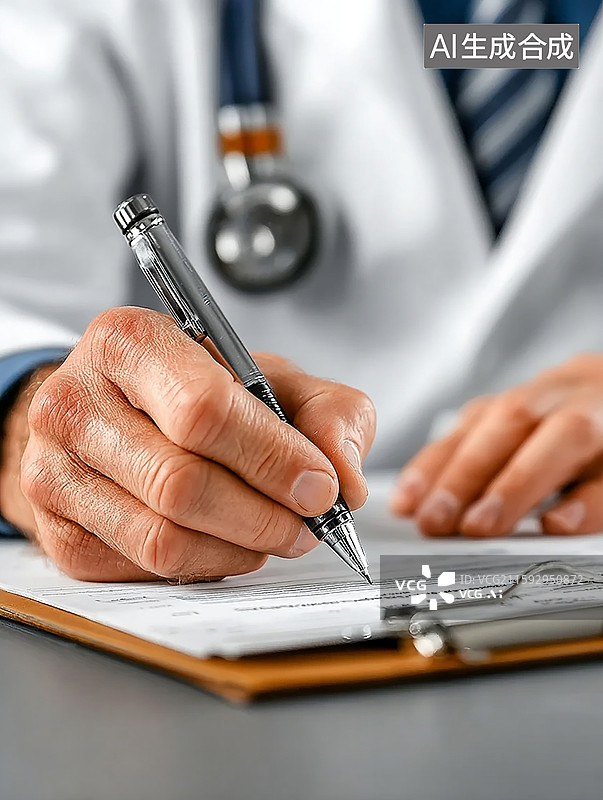 【AI数字艺术】医生手写病历特写图片素材