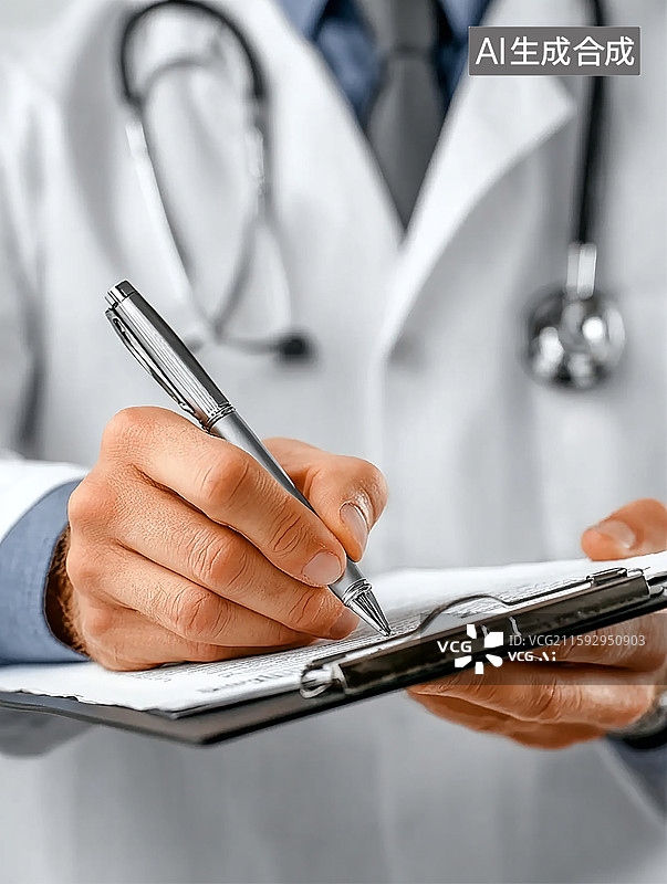 【AI数字艺术】医生手写病历特写图片素材
