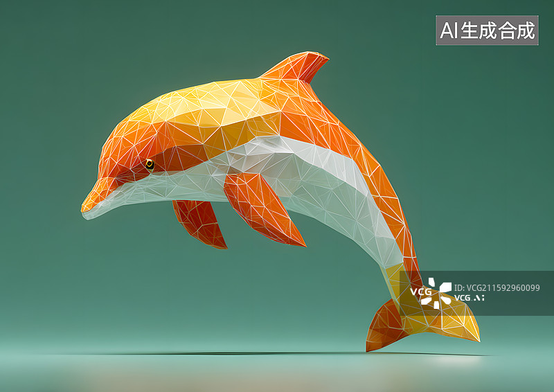 【AI数字艺术】一头折纸卡通风格海豚图片素材