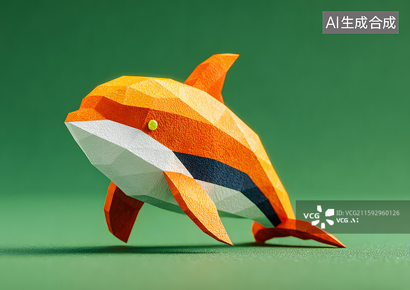 【AI数字艺术】一头折纸卡通风格海豚图片素材