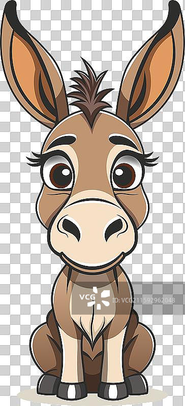 可爱搞笑的卡通小驴子坐着的孩子图片素材