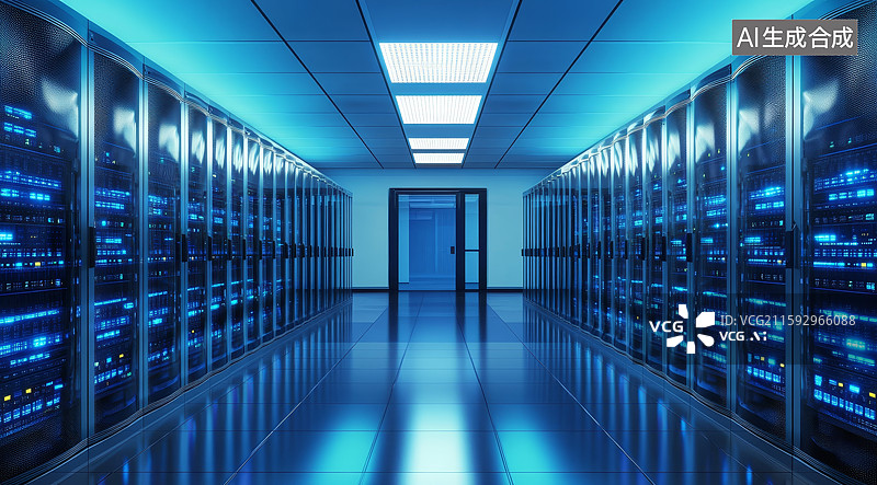 【AI数字艺术】数据中心服务器机房图片素材