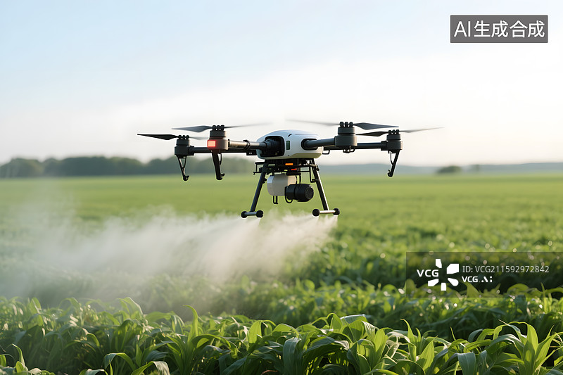 【AI数字艺术】农业植保无人机田间喷洒作业图片素材