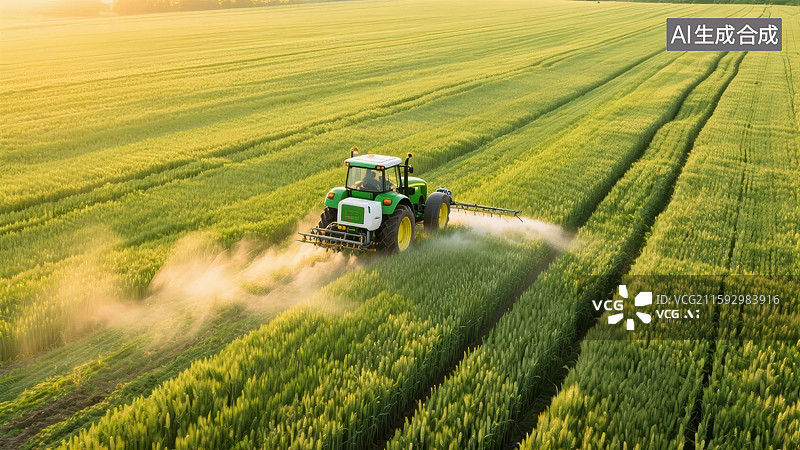 【AI数字艺术】拖拉机在田野中耕作图片素材