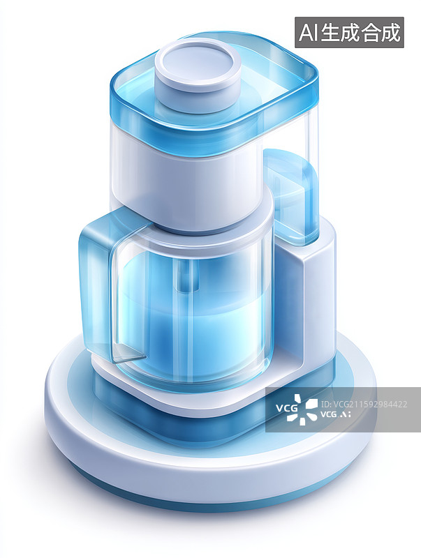 【AI数字艺术】蓝色透明净水器图片素材