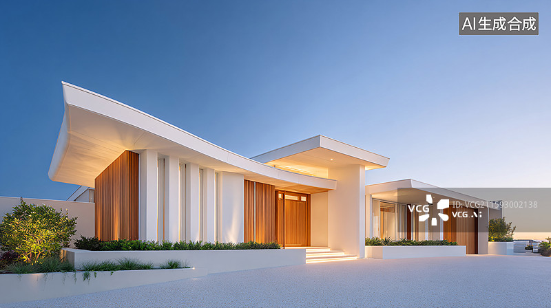 【AI数字艺术】现代建筑别墅设计背景图片素材