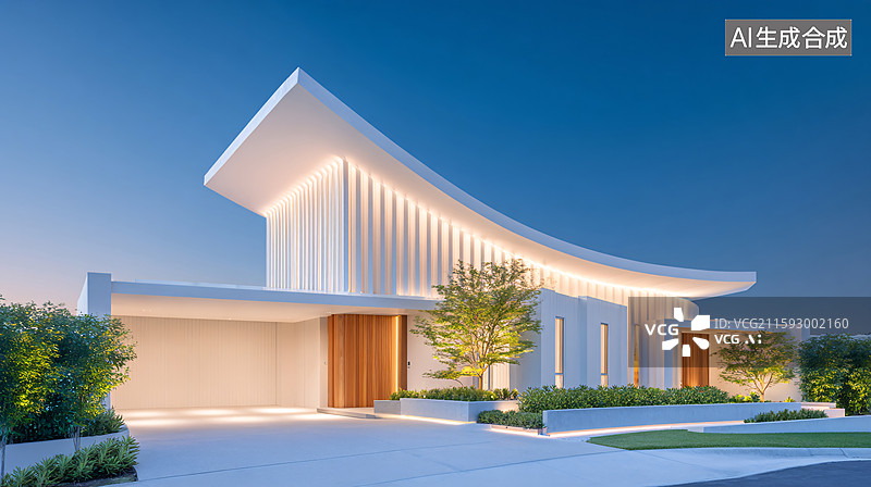 【AI数字艺术】现代建筑别墅设计背景图片素材