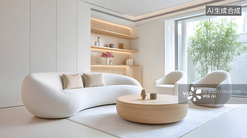【AI数字艺术】现代豪华风格的样板房内部客厅图片素材