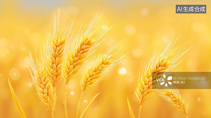 【AI数字艺术】金色麦田插画图片素材