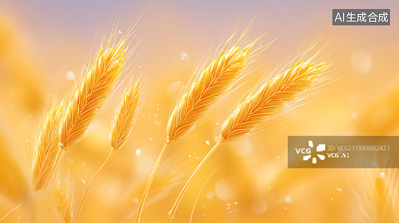 【AI数字艺术】金色麦田插画图片素材