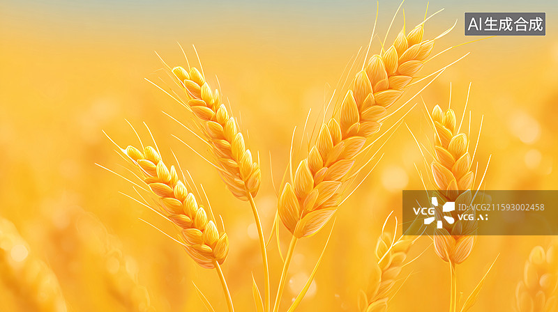 【AI数字艺术】金色麦田插画图片素材